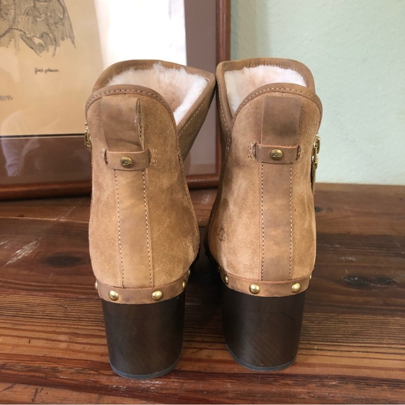 UGG Cam II Suede / Sheepskin Clog Heel Ankle Booties Boots Chestnut US 9… - Picture 7 of 13